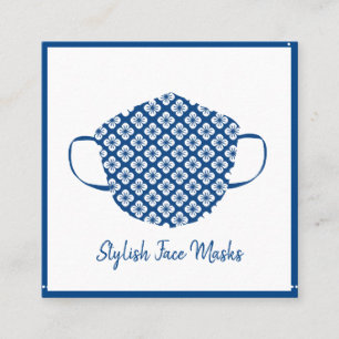 Stylish Seamstress Face Covering Mask Designer Square Business Card
