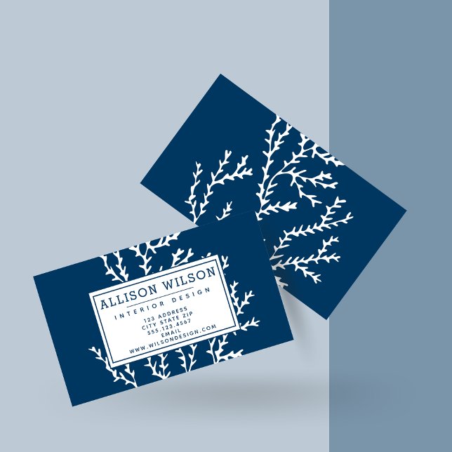 Stylish Seaweed Pattern - Ocean Theme - Teal Blue Business Card (Creator Uploaded)