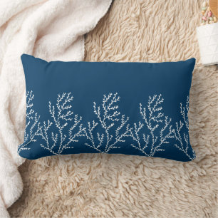Stylish Seaweed Pattern - Teal Blue Ocean Theme Lumbar Cushion