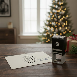 Stylish Self-Inking Monogram Address Stars Stamp