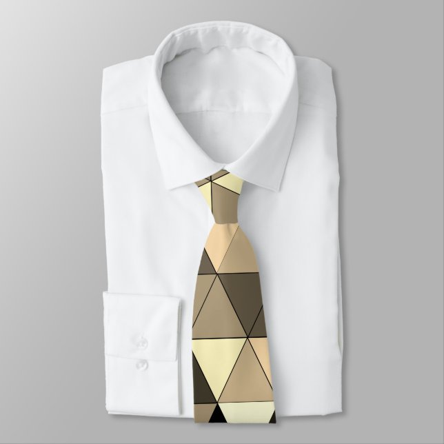 Stylish Sepia Brown & Black Pattern Design Tie (Tied)