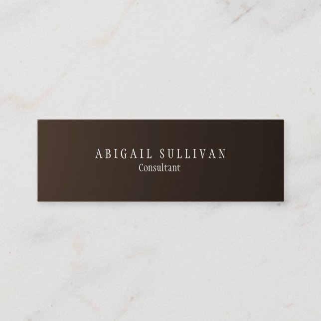 Stylish Sepia Brown Plain Clean Slim Mini Business Card (Front)