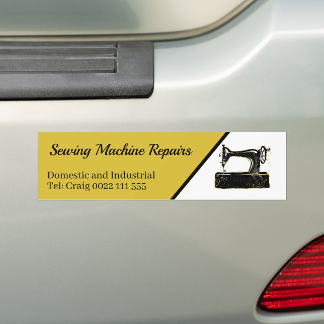 Stylish Sewing Machine Repair Business Bumper Sticker (On Car)