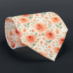 Stylish Shabby Chic French Floral Art Pattern Tie<br><div class="desc">This unique necktie features a charming, contemporary French shabby chic pattern. It showcases a botanical floral design with beautifully arranged pastel coral and orange red roses, and sage green leaves set against a crisp white background. This distinctive and stylish necktie is perfect for the professional and sophisticated businessman, making it...</div>