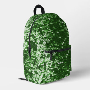 Stylish Shinny Sequins Bright Green Girly Modern Printed Backpack