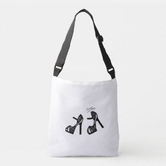 Stylish Shoe Print - Black Plaid Crossbody Bag