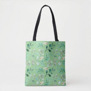 Stylish Shopper Floral Shades of Green Tote Bag