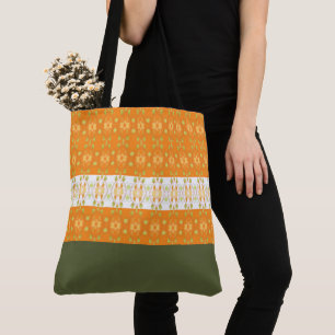 Stylish Shopping Tote in Green and Orange Bag