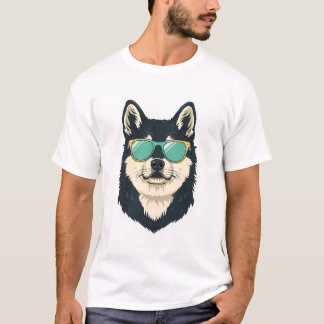 Stylish Siberian Husky Dog Wearing Shades Apparel T-Shirt
