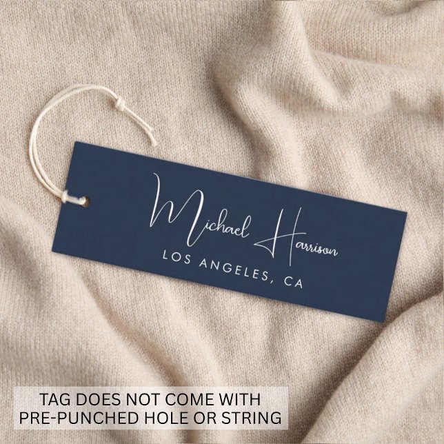 Stylish Signature Script Blue Hang Tag (Empower your name in our signature script as your logo and brand identity)