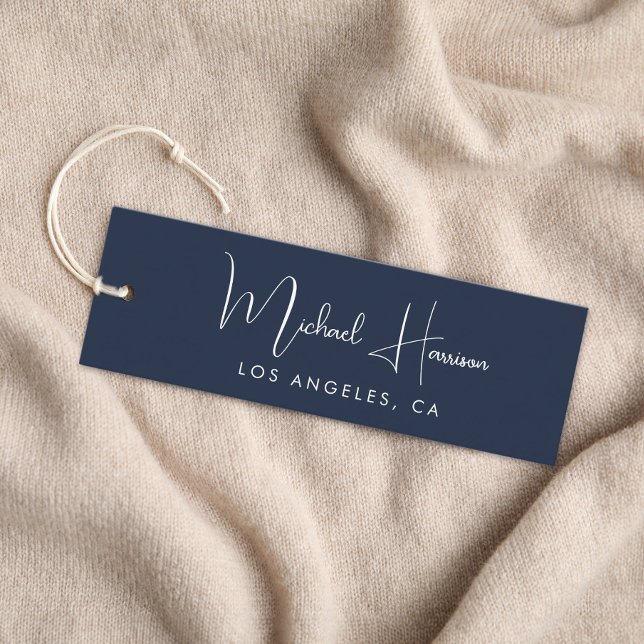 Stylish Signature Script Blue Hang Tag (Empower your name in our signature script as your logo and brand identity)