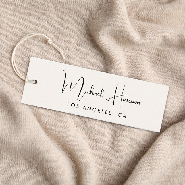 Stylish Signature Script Cream Hang Tag (Empower your name in our signature script as your logo and brand identity)