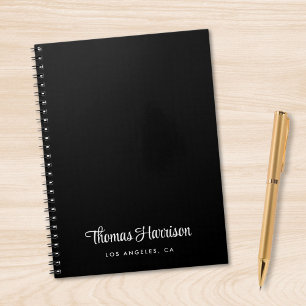 Stylish Signature Script Monogram Black Notebook