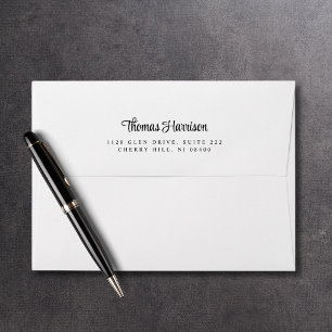Stylish Signature Script Monogram Return Address Envelope