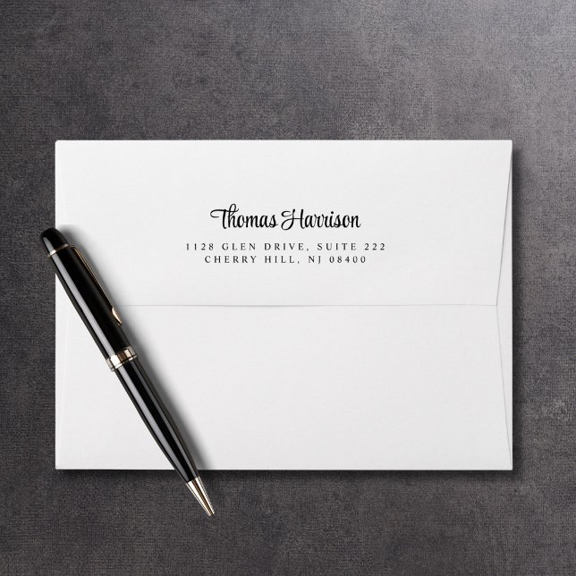 Stylish Signature Script Monogram Return Address Envelope (Creator Uploaded)