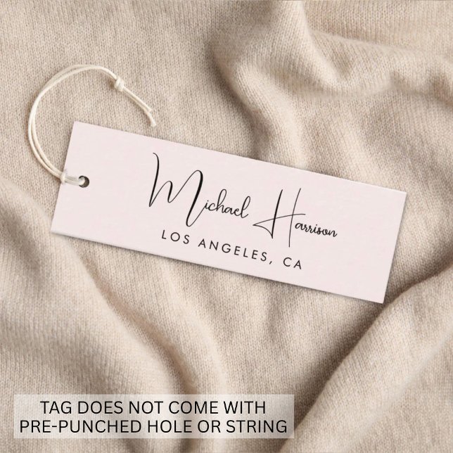Stylish Signature Script Pink Hang Tag (Empower your name in our signature script as your logo and brand identity)