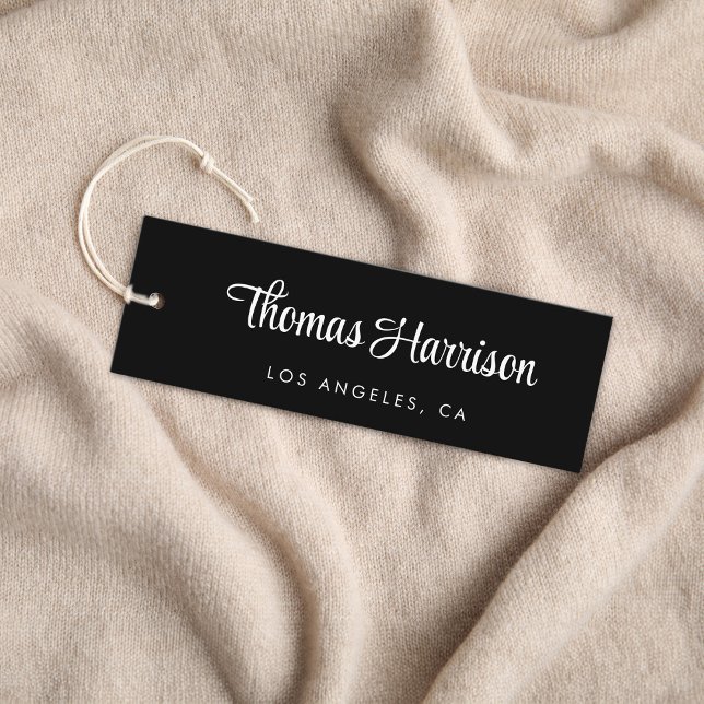 Stylish Signature Script QR Code Black Hang Tag (Empower your name in our signature script as your logo and brand identity)