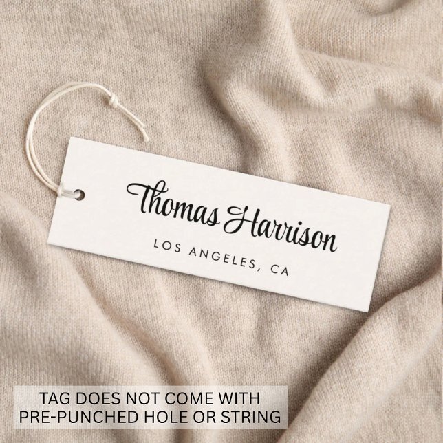 Stylish Signature Script QR Code Cream Hang Tag (Empower your name in our signature script as your logo and brand identity)