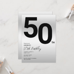 Stylish Silver 50th Birthday Party Invitation