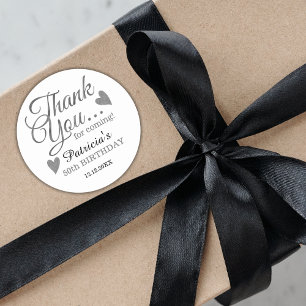 Stylish Silver 50th Birthday Thank You  Classic Round Sticker