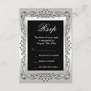 Stylish Silver 60th Wedding RSVP Card