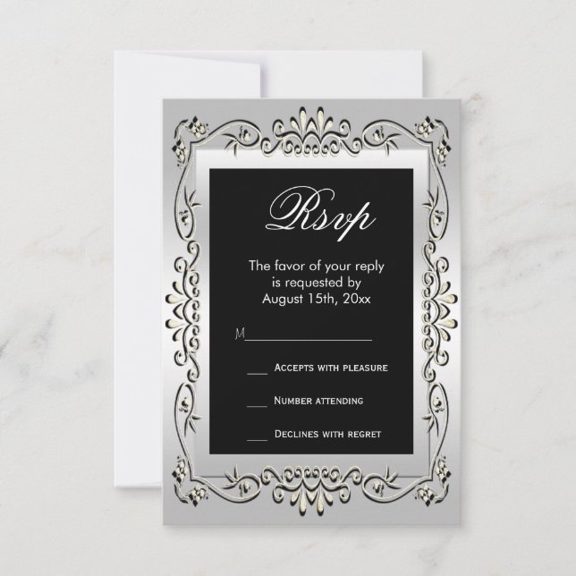 Stylish Silver 60th Wedding RSVP Card (Front)