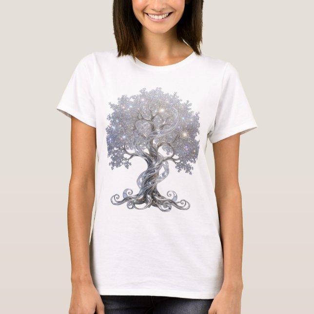 Stylish Silver ABSTRACT ART Design T-Shirt (Front)