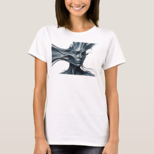 Stylish Silver Abstract Face Graphic Design T-Shirt