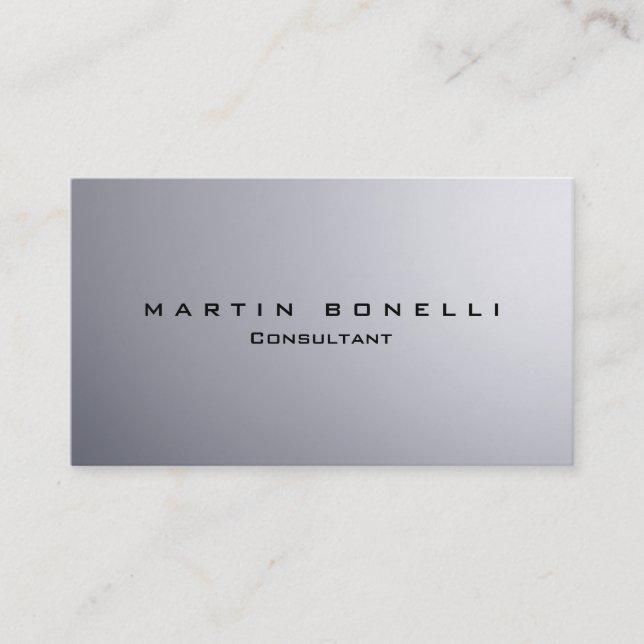 Stylish Silver Background Plain Clean Business Card (Front)