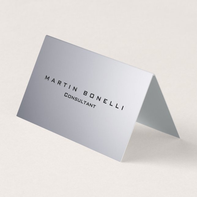 Stylish Silver Background Plain Customisable Business Card (Front)