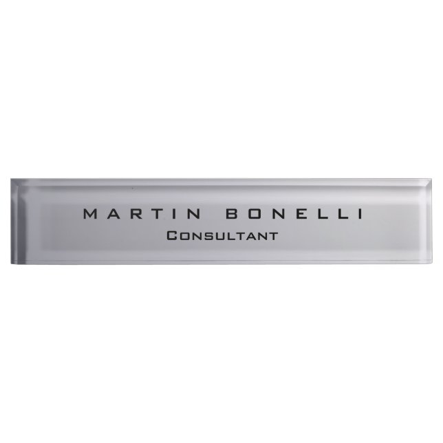 Stylish Silver Background Plain Customisable Nameplate (Front)