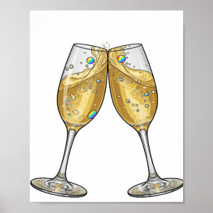 Stylish Silver CHEERS Modern Design Poster