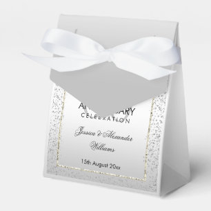 Stylish Silver Confetti 60th Wedding Thank You Favour Box