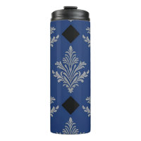 Stylish Silver Damask Thermal Tumbler