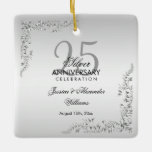 Stylish Silver Decoration 25th Wedding Anniversary<br><div class="desc">Stylish and elegant 25th wedding anniversary ornament, suitable for silver wedding anniversary events. Beautiful stylish silver swirls and flourishes corner decorations on a pretty silver background. All text is fully customisable to meet your requirements. If you need help to customise your product or would like matching products please contact me...</div>