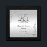 Stylish Silver Decoration 25th Wedding Anniversary Gift Box<br><div class="desc">Stylish and elegant 25th wedding anniversary gift box, suitable for silver wedding anniversary events. Beautiful stylish silver swirls and flourishes corner decorations on a pretty silver background. All text is fully customizable to meet your requirements. If you need help to customize your product or would like matching products please contact...</div>