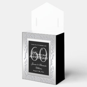 Stylish Silver Diamonds 60th Wedding Anniversary Favour Box