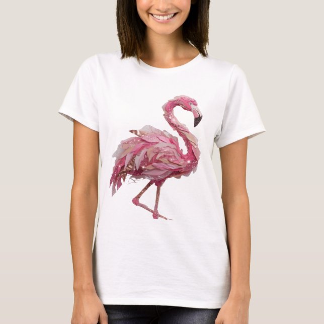 Stylish Silver FLAMINGO Modern Design T-Shirt (Front)