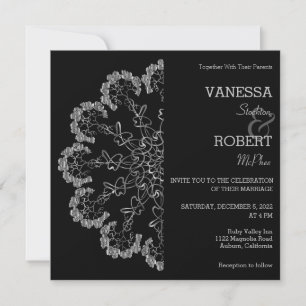 Stylish Silver Floral Mandala Wedding Invitation