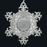 Stylish Silver Floral Swirls Wedding Anniversary Snowflake Pewter Christmas Ornament<br><div class="desc">Elegant silver floral swirls 50th wedding anniversary ornament.</div>