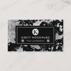 Stylish Silver Foil Flakes on Black Background Business Card
