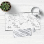 Stylish Silver Foil Marble Monogram<br><div class="desc">Stylish Silver Foil Marble Monogram Desk Mat Mouse Pad with trendy white marble and soft faux silver foil marble. Add your name and monogram for a custom design! Please contact us at cedarandstring@gmail.com if you need assistance with the design or matching products.</div>