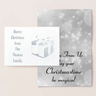 Stylish Silver Foil Personalised Family Christmas Card