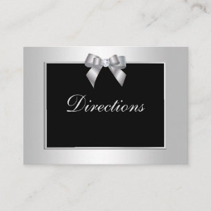 Stylish Silver Gem Bow & Black Wedding Enclosure Card