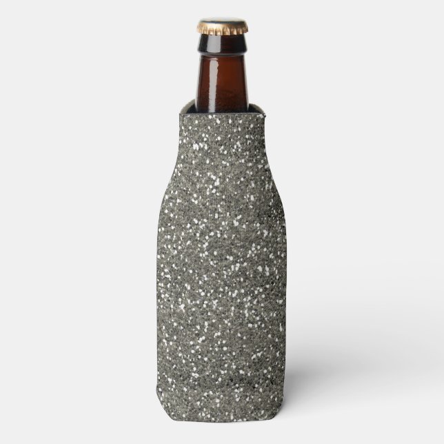 Stylish Silver Glitter Bottle Cooler (Bottle Front)
