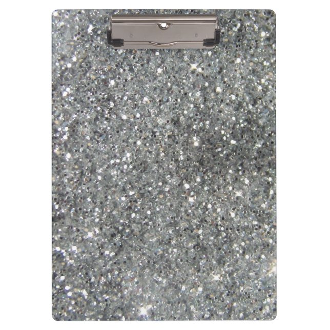 Stylish Silver Glitter Glitz Photo Clipboard (Front)