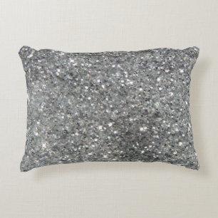 Stylish Silver Glitter Glitz Photo Decorative Cushion