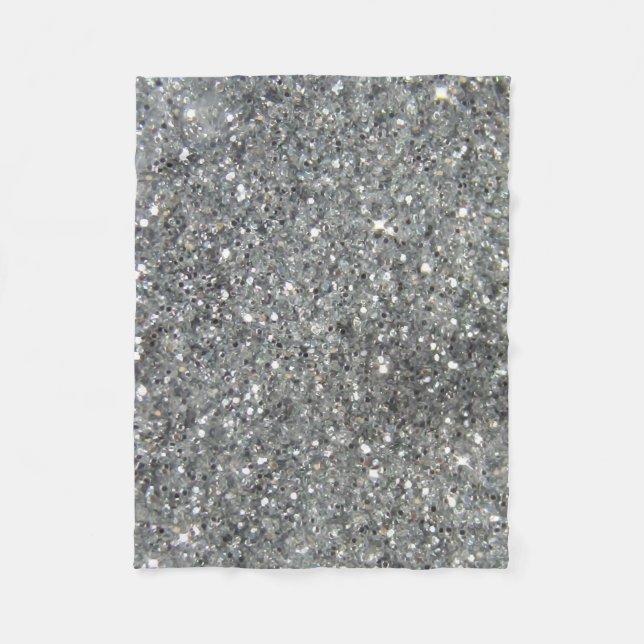 Stylish Silver Glitter Glitz Photo Fleece Blanket (Front)