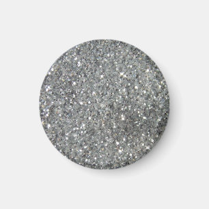 Stylish Silver Glitter Glitz Photo Magnet