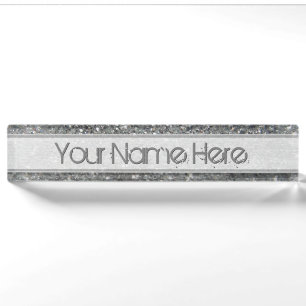 Stylish Silver Glitter Glitz Photo Nameplate